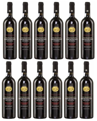 Kourtaki Mavrodaphne 12x 0,75l | Roter Dessertwein aus Patras | 15% Vol. | + 20ml Jassas Olivenöl von Jassas Griechische Feinkost