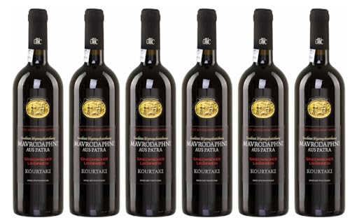 Kourtaki Mavrodaphne 6x 0,75l | Roter Dessertwein aus Patras | 15% Vol. | + 20ml Jassas Olivenöl von Jassas Griechische Feinkost