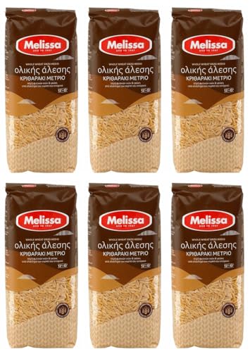 Kritharakis Nudeln Vollkorn 6x 500g Packung | Griechische Reisnudeln | Kikizas Melissa | +20ml Jassas Olivenöl von Jassas Griechische Feinkost