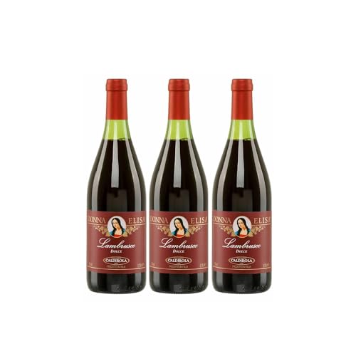 Lambrusco Donna Elisa 3x 0,75l Caldirola | Roter Perlwein aus Italien | +20ml Jassas Olivenöl von Jassas Griechische Feinkost