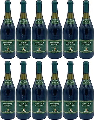 Lambrusco Gualtieri Rosso süß 12x 0,75l Dell Emilia | Roter Perlwein aus Italien | 7,5% Vol.| + 20ml Jassas Olivenöl von Jassas Griechische Feinkost