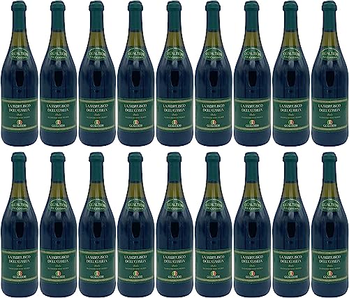 Lambrusco Gualtieri Rosso süß 18x 0,75l Dell Emilia | Roter Perlwein aus Italien | 7,5% Vol.| + 20ml Jassas Olivenöl von Jassas Griechische Feinkost