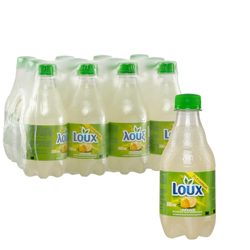 Loux Zitronenlimonade 12x 0,33l | Limonade aus Griechenland | inkl. 3€ EINWEG Pfand | +20ml Jassas Olivenöl von Jassas Griechische Feinkost