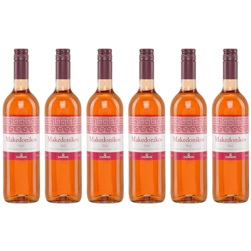 Makedonikos Cambas rosé halbtrocken 6x 0,75l | Halbtrockener Roséwein aus Griechenland | 12% Vol. | +20ml Jassas Olivenöl von Jassas Griechische Feinkost