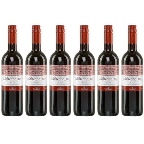 Makedonikos Cambas rot halbtrocken 6x 0,75l | Halbtrockener Rotwein aus Griechenland | 12% Vol. | +20ml Jassas Olivenöl von Jassas Griechische Feinkost