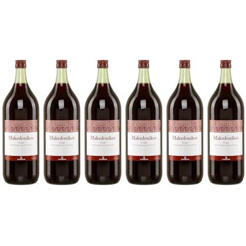 Makedonikos Boutari rot halbtrocken 6x 2,0l | Halbtrockener Rotwein aus Griechenland | 12% Vol. | +20ml Jassas Olivenöl von Jassas Griechische Feinkost