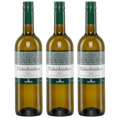 Makedonikos Boutari weiß halbtrocken 3x 0,75l | Halbtrockener Weißwein aus Griechenland | 12% Vol. | +20ml Jassas Olivenöl von Jassas Griechische Feinkost