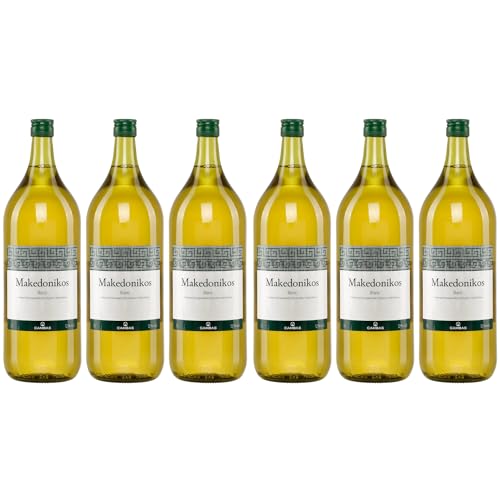 Makedonikos Cambas weiß halbtrocken 6x 2,0l | Halbtrockener Weißwein aus Griechenland | 12% Vol. | +20ml Jassas Olivenöl von Jassas Griechische Feinkost