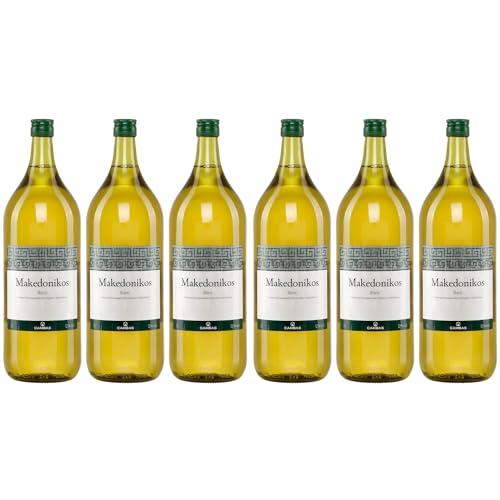 Makedonikos Cambas weiß halbtrocken 6x 2,0l | Halbtrockener Weißwein aus Griechenland | 12% Vol. | +20ml Jassas Olivenöl von Jassas Griechische Feinkost