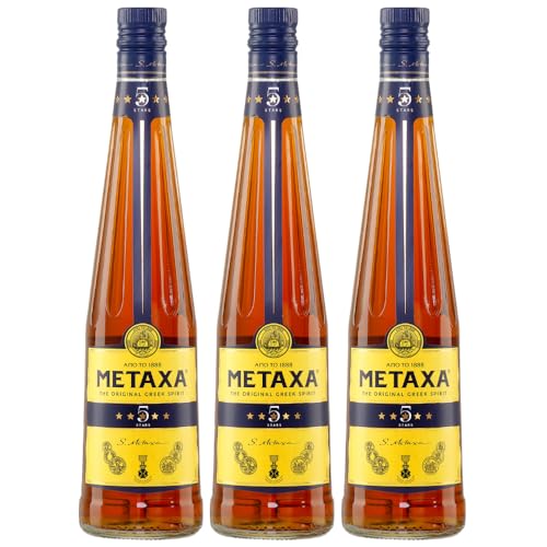 Metaxa 5 Sterne 3x 0,7l 38% Vol. | Metaxa | Brandy aus Griechenland | +20ml Jassas Olivenöl von Jassas Griechische Feinkost
