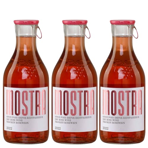 Mostra Wein rosé trocken 3x 0,5l | Weingut Tsililis | Roséwein aus Griechenland | Griechischer Tafelwein | + 20ml Jassas Olivenöl von Jassas Griechische Feinkost