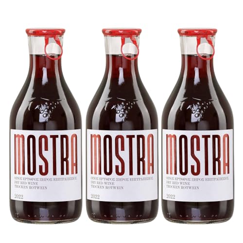 Mostra rot trocken 3x 0,5l | Weingut Tsililis | Rotwein aus Griechenland | Griechischer Tafelwein | + 20ml Jassas Olivenöl von Jassas Griechische Feinkost