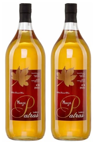 Muskat aus Patras P.D.O. 2x 2,0l Likörwein weiß | Griechischer Dessertwein von Loukatos | + 20ml Jassas Olivenöl von Jassas Griechische Feinkost