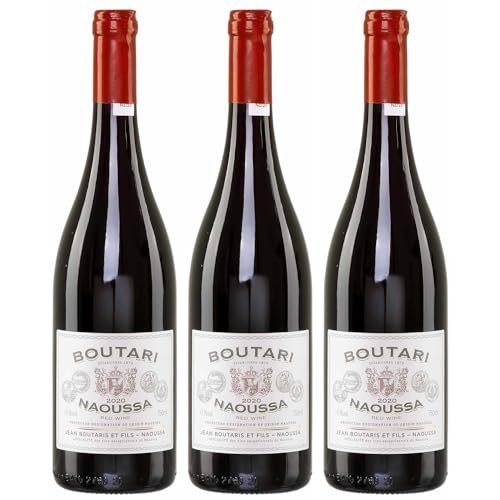 Naoussa Boutari rot trocken 3x 0,75l Flasche | Trockener Rotwein aus Griechenland | 13% Vol. | +20ml Jassas Olivenöl von Jassas Griechische Feinkost