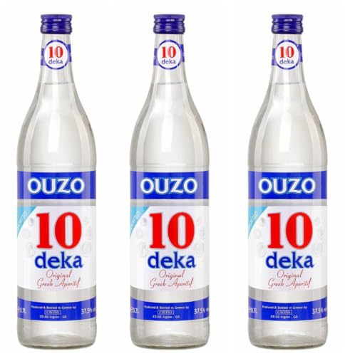 Ouzo 10 (Ouzo Deka) 3x 0,7l 37,5% Vol. | Feiner Ouzo aus Griechenland | +20ml Jassas Olivenöl von Jassas Griechische Feinkost