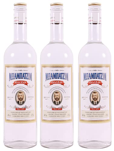 Ouzo Babatzim 3x 0,7l 40% Vol. | + 20ml Jassas Olivenöl von Jassas Griechische Feinkost