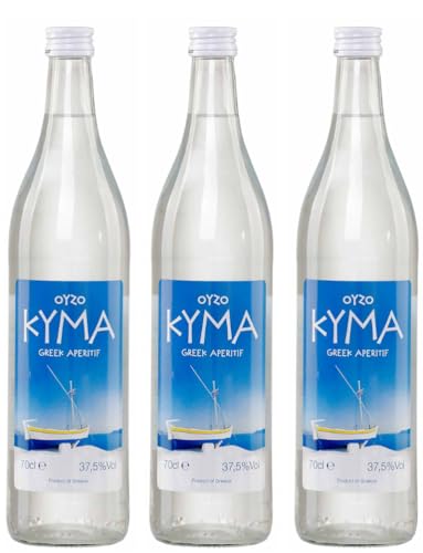 Ouzo Kyma 3x 0,7l | Destillerie Loukatos| 37,5% | Klassischer Ouzo aus Patras | +20ml Jassas Olivenöl von Jassas Griechische Feinkost