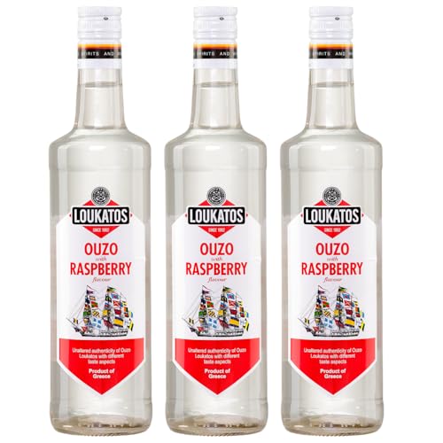 Ouzo Loukatos mit Himbeergeschmack 3x 0,5l Flasche | Ouzo Himbeere | Ouzo Spezialität aus Griechenland | 38% Vol. | +20ml Jassas Olivenöl Ouzo Loukatos mit Himbeergeschmack 3x 0,5l Flasche | Ouzo Himbeere | Ouzo Spezialität aus Griechenland | 38% Vol. | +20ml Jassas Olivenöl von Jassas Griechische Feinkost