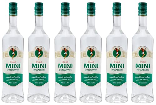 Ouzo Mini Mytilini 6x 0,7l 40% Vol. | Der beliebte Ouzo aus Lesbos | + 20ml Jassas Olivenöl von Jassas Griechische Feinkost
