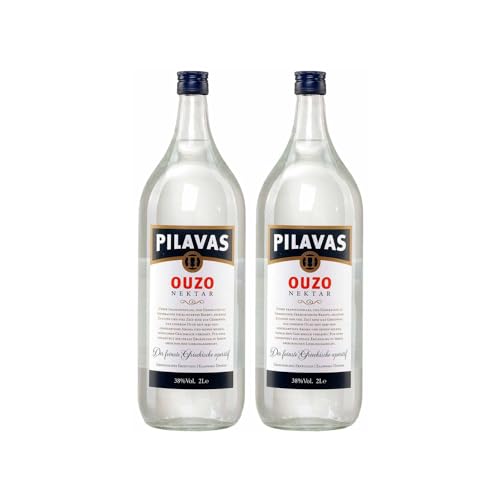 Ouzo Pilavas Nektar 2x 2,0l Magnum Flasche 38% Vol. | Der milde Ouzo aus Patras | + 20ml Jassas Olivenöl von Jassas Griechische Feinkost