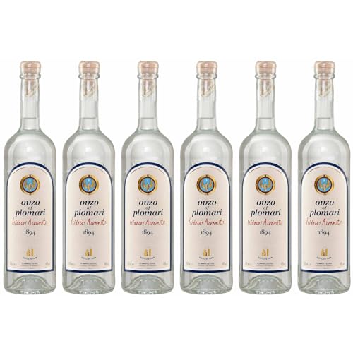Ouzo Plomari 6x 0,7l Flasche | Destillerie Arvanitis | 40% Vol. | Ouzo aus Griechenland | +20ml Jassas Olivenöl von Jassas Griechische Feinkost