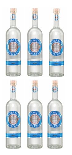 Ouzo Romios 6x 0,7l | Destillerie Cavino| 38% | Klassischer Ouzo aus Peloponnes | +20ml Jassas Olivenöl von Jassas Griechische Feinkost