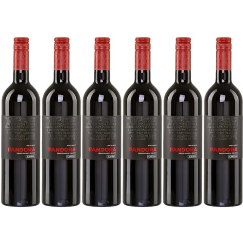 Pandora rot 6x 0,75l Flasche | Halbtrockener Rotwein aus Griechenland | 12% Vol. | Cavino | +20ml Jassas Olivenöl von Jassas Griechische Feinkost