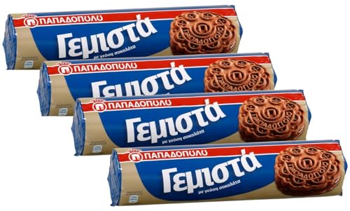 Papadopoulos Biscotello Schoko Doppelkeks 4x 200g | Das Original aus Griechenland | + 20ml Jassas Olivenöl von Jassas Griechische Feinkost