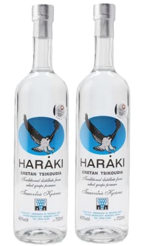 Raki von Kreta 2x 0,7l 40% Haraki Kretaraki Tsikoudia | Griechischer Tresterbrand ohne Anis | 100% Destillat | + 20ml Jassas Olivenöl von Jassas Griechische Feinkost