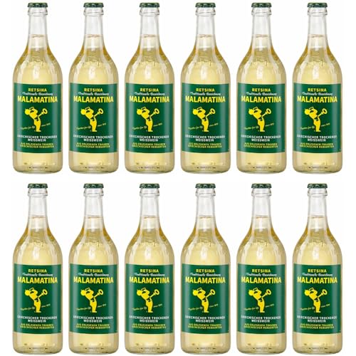 Retsina Malamatina 12x 0,5l Flasche | Geharzter Weißwein aus Griechenland | 10,5% Vol. | +20ml Jassas Olivenöl Retsina Malamatina 12x 0,5l Flasche | Geharzter Weißwein aus Griechenland | 10,5% Vol. | +20ml Jassas Olivenöl von Jassas Griechische Feinkost