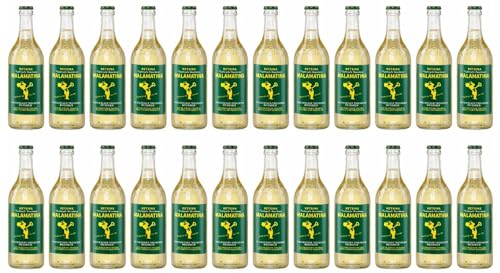 Retsina Malamatina 24x 0,5l Flasche | Geharzter Weißwein aus Griechenland | 10,5% Vol. | +20ml Jassas Olivenöl von Jassas Griechische Feinkost