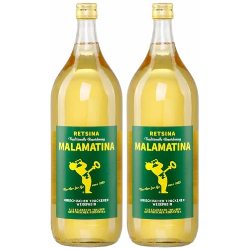 Retsina Malamatina 2x 2,0l Flasche | Geharzter Weißwein aus Griechenland | 10,5% Vol. | +20ml Jassas Olivenöl Retsina Malamatina 2x 2,0l Flasche | Geharzter Weißwein aus Griechenland | 10,5% Vol. | +20ml Jassas Olivenöl von Jassas Griechische Feinkost