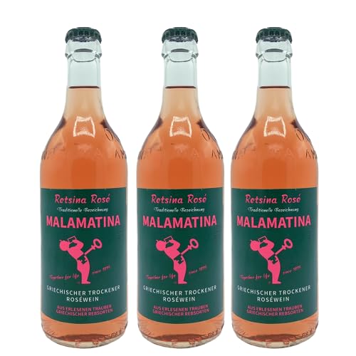 Retsina Malamatina rosé 3x 0,5l | Geharzter Roséwein aus Griechenland | +20ml Jassas Olivenöl Retsina Malamatina rosé 3x 0,5l | Geharzter Roséwein aus Griechenland | +20ml Jassas Olivenöl von Jassas Griechische Feinkost