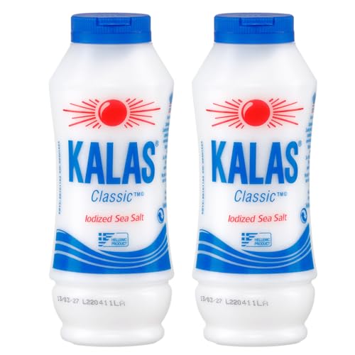 Salz (fein) 2x 400g Packung | Griechisches Meersalz mit hohem Jodgehalt | Kalas | +20ml Jassas Olivenöl von Jassas Griechische Feinkost