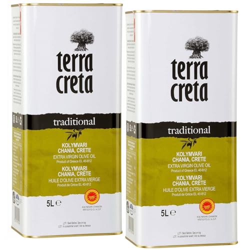 Terra Creta Olivenöl 2x 5,0l Kanister P.D.O. Kolymvari | Extra natives Olivenöl von Kreta | + 20ml Jassas Olivenöl von Jassas Griechische Feinkost