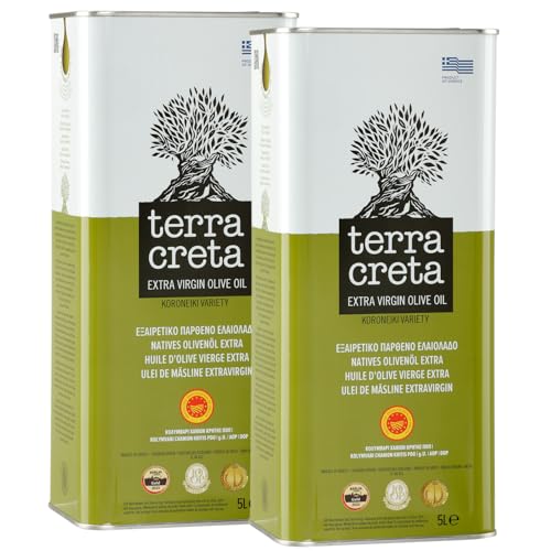 Terra Creta Olivenöl 2x 5,0l Kanister P.D.O. Kolymvari | Extra natives Olivenöl von Kreta | + 20ml Jassas Olivenöl von Jassas Griechische Feinkost