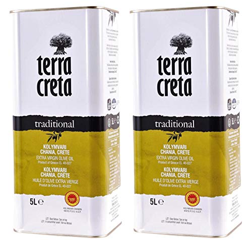Terra Creta Olivenöl 2x 5,0l Kanister P.D.O. Kolymvari | Extra natives Olivenöl von Kreta | + 20ml Jassas Olivenöl von Jassas Griechische Feinkost