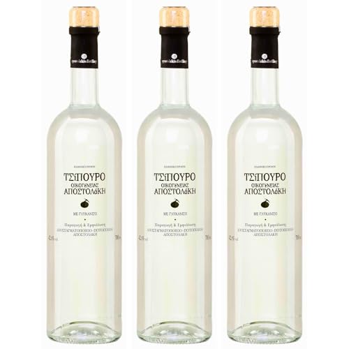 Tsipouro Apostolakis mit Anis 3x 0,7l | 42,5% Vol. | Der besonders milde Tsipouro | Griechischer Tresterbrand | + 20ml Jassas Olivenöl von Jassas Griechische Feinkost