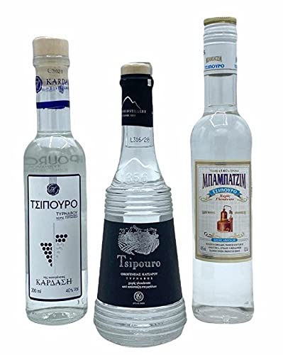 Tsipouro ohne Anis 3x 0,2l Probierset | Griechischer Tresterbrand | Tsipouro Tasting von Jassas Griechische Feinkost