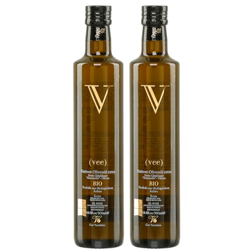 Vee Olivenöl Bio Vassilakis 2x 0,5l | Exklusive Edition | Bio-Zertifiziert | Fruchtiges Olivenöl aus Griechenland | GR-BIO-03 | +20ml Jassas Olivenöl von Jassas Griechische Feinkost