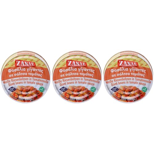 Zanae Gigantes Bohnen in Tomatensauce 3x 280g Dose | Spezialität aus Griechenland +20ml Jassas Olivenöl von Jassas Griechische Feinkost