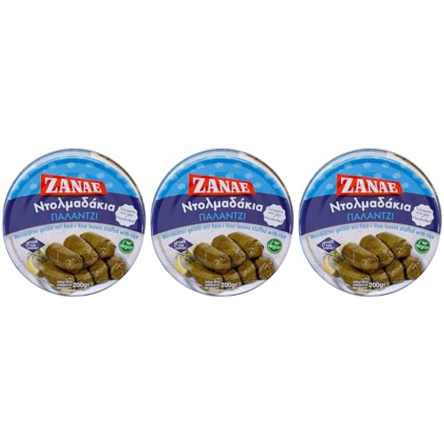 Zanae Dolmadakia Gefüllte Weinblätter 3x 200g Dose | Spezialität aus Griechenland +20ml Jassas Olivenöl von Jassas Griechische Feinkost