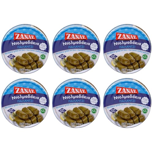 Zanae Dolmadakia Gefüllte Weinblätter 6x 200g Dose | Spezialität aus Griechenland +20ml Jassas Olivenöl von Jassas Griechische Feinkost