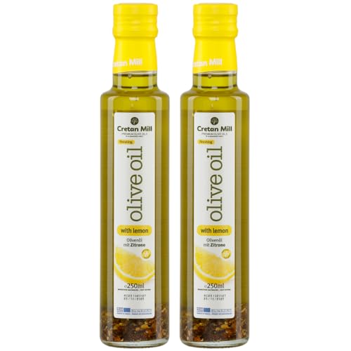 Zitronenöl 2x 250ml | Olivenöl mit Zitronen | Exra nativ | Aus Griechenland | Cretan Mill | + 20ml Jassas Olivenöl von Jassas Griechische Feinkost