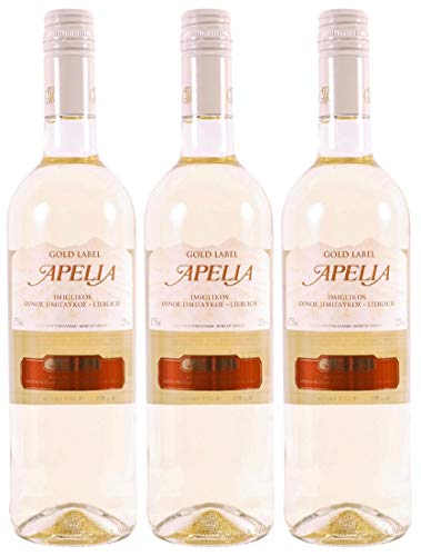 Imiglykos Apelia Gold Label 3x 0,75l | Lieblicher Weißwein| Imiglykos | 11,5% Vol. | Kourtaki | + 20ml Jassas Olivenöl von Jassas