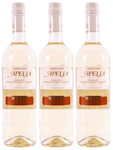 Imiglykos Apelia Gold Label 3x 0,75l | Lieblicher Weißwein| Imiglykos | 11,5% Vol. | Kourtaki | + 20ml Jassas Olivenöl von Jassas Griechische Feinkost