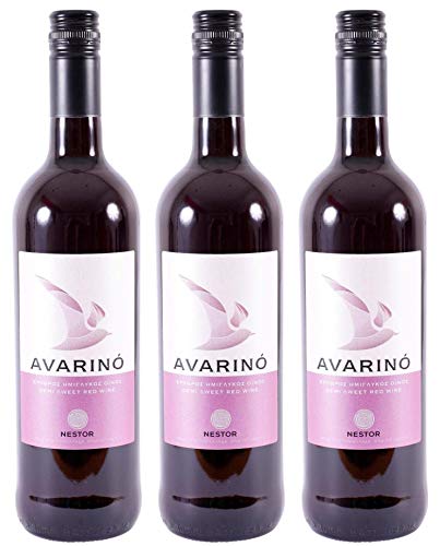 Imiglykos Avarino rot 3x 0,75l Nestor Wines | Lieblicher Rotwein aus Griechenland | 11,5% Vol. + 20ml Jassas Olivenöl von Jassas Griechische Feinkost