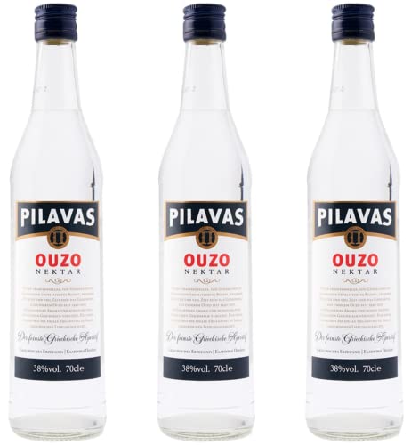 Ouzo Pilavas Nektar 3x 0,7l 38% Vol. | + 1 x 20ml Olivenöl"ElaioGi" aus Griechenland von Jassas Griechische Feinkost