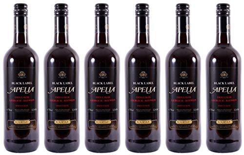 Imiglykos Apelia Black Label 6x 0,75l | Lieblicher Rotwein | Imiglykos | 11,5% Vol. | Kourtaki | + 20ml Jassas Olivenöl von Jassas