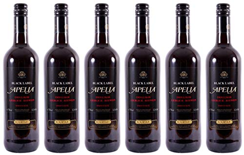 Imiglykos Apelia Black Label 6x 0,75l | Lieblicher Rotwein | Imiglykos | 11,5% Vol. | Kourtaki | + 20ml Jassas Olivenöl von Jassas Griechische Feinkost
